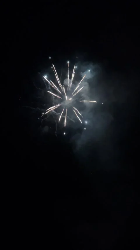 Spectacular celebration fireworks exploding in Olot, Spain Stockbeeldmateriaal 345048089