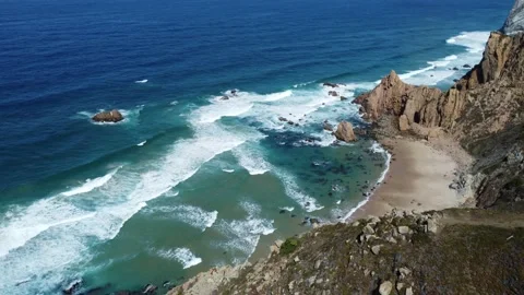 Spectacular Cliffs, Bright Colors, Blue Ocean and Rolling Waves 스톡 동영상 236427906