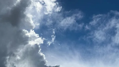 A spectacular cloudscape with dark thunderclouds and thin white clouds Stock Footage 337302438