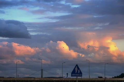 Spectacular Cloudscape Dramatic Sky with Billowing Forms Stock Photos