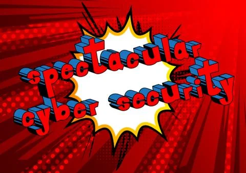 Spectacular Cyber Security - Comic book style word on abstract background. Stock Illustration