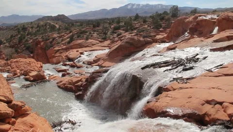 Spectacular Desert Waterfall Video stock 4715679
