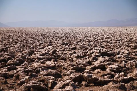 The spectacular Devils Golf Course in the Death Valley desert Stock Photos