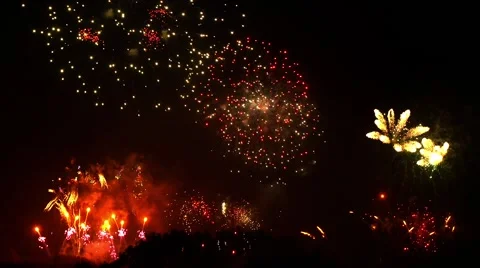 Spectacular display of fireworks Stock Footage 57783382