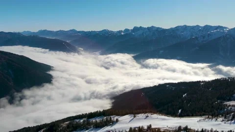 Spectacular drone shot of the sea of clouds Video stock 145474662