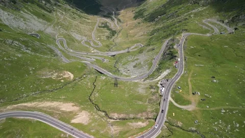 Spectacular Drone View of Transfăgărășan Road and Mountain Scenery Stock Footage 284169123