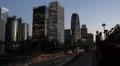 Spectacular Establishing Shot Los Angeles Downtown Freeway Cars Dusk Night Light HD Footage
