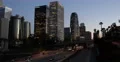 Spectacular Establishing Shot Los Angeles Downtown Freeway Cars Dusk Night Light 4k or 4k+ Resolution