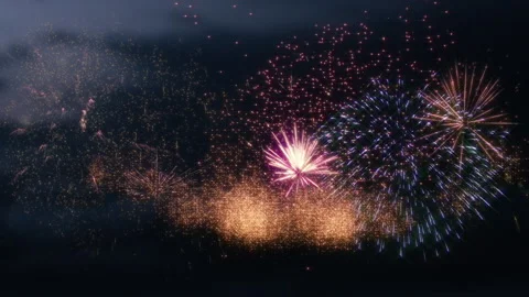 Spectacular Firework Display Dark Background Set Stock Footage 312717827