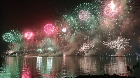 Spectacular firework show Stock Footage 99201684