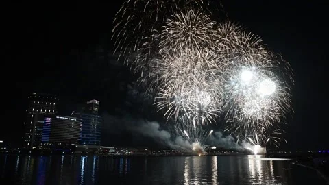 Spectacular Fireworks Display in Dubai Stock Footage 252203525