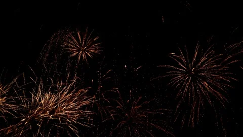 Spectacular fireworks display exploding against black night sky Stock Footage 100521422