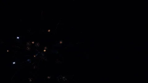 Spectacular fireworks explode against a dark night sky. Stock Footage 326053035