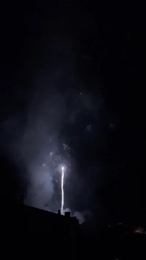 Spectacular fireworks exploding during Olot festival celebration in Spain Stock-Footage 345047876