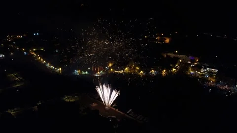 Spectacular fireworks exploding over stari grad in croatia Stock Footage 339777929
