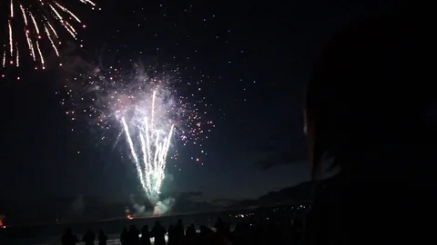 Spectacular fireworks show Stock Footage 80750799