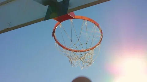 Spectacular frame, a basketball falls into the ring Stock Footage 78706355