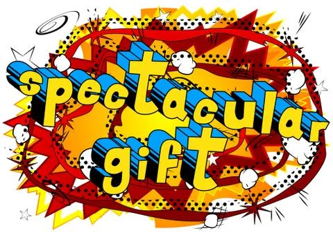Spectacular Gift - Comic book style word on abstract background. 스톡 일러스트