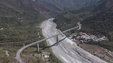 Spectacular Infrastructure Connecting Remote Mountain Valleys Stock Footage 331572794