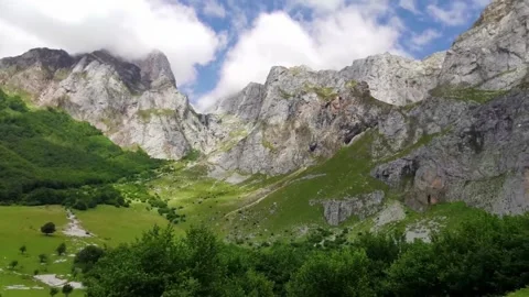 Spectacular landscape views of the Picos de Europa in Cantabria Spain Stock Footage 245964677