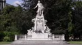 Spectacular Memorial Wolfgang Amadeus Mozart Statue Monument Burggarten Vienna HD Footage