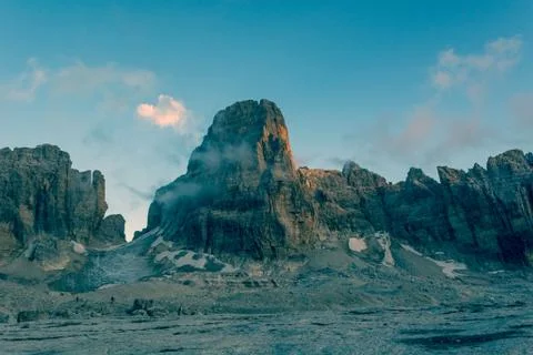 Spectacular mountain view at sunset. Stock Photos