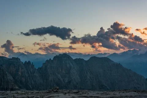 Spectacular mountain view at sunset. Stock Photos