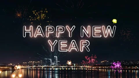 Spectacular new year animation featuring a vibrant night sky filled with da.. Stock Footage 321056881