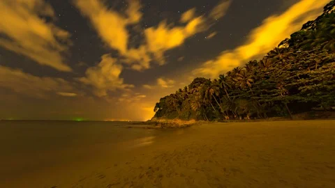 Spectacular night time-lapse view on Surin Beach in Phuket, Thailand Stock Footage 106770300