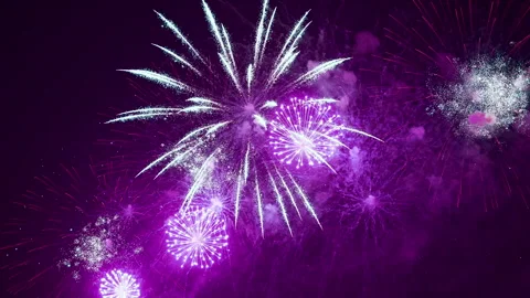 Spectacular Nighttime Fireworks Display Lighting up the Skyю Seamless Loop Stock Footage 335381347