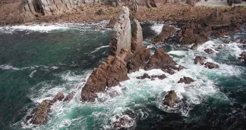 Spectacular ocean cliffs from above Stock-Footage 267628830
