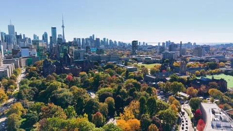 Spectacular panoramic drone view of area of skyscrapers in Downtown  Video stock 320526685