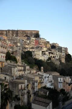 Spectacular panoramic view of the medieval district of Ragusa Ibla Stock Photos