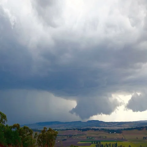 Spectacular Rotating storm develops wall cloud Quirindi, NSW Australia Timelapse Stock Footage 69546944