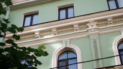 Spectacular scenery of house facade with several windows and rain gutter pipe Stock Footage 107117341