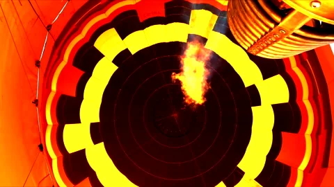 Spectacular shot of fire being blown into a hot-air balloon Stock Footage 240922441