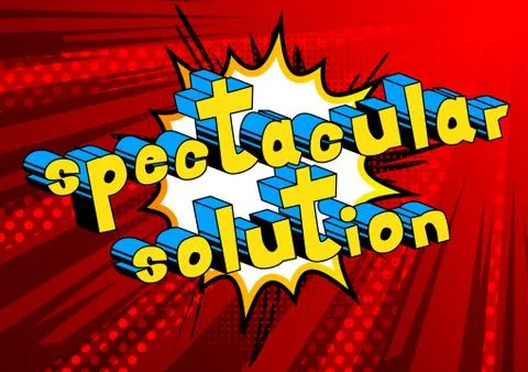 Spectacular Solution - Comic book style word on abstract background. Illustrazione stock