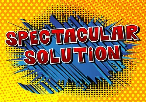 Spectacular Solution - Comic book style word on abstract background. Illustrazione stock
