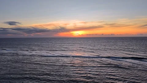 Spectacular sunset over the calm ocean. Beautiful, peaceful, tranquil seascape Stock Footage 313341817