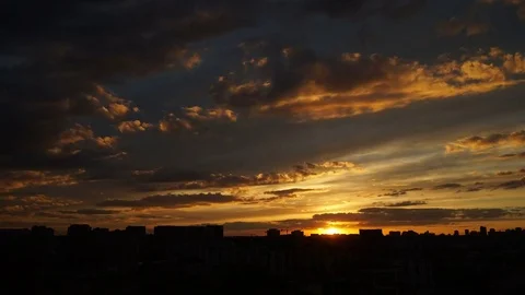 Spectacular sunset over city. . Time lapse. 4. Stock Footage 74774367