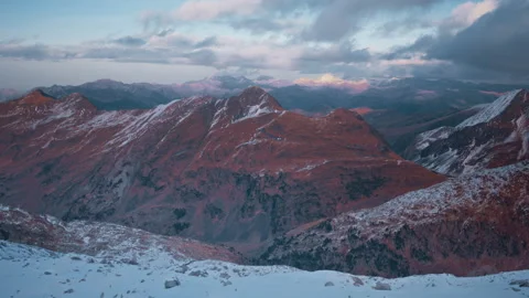 Spectacular sunset view over the Pyrenees mountains in Spain Stock Footage 306264430