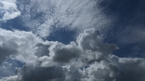 Spectacular time lapse of white and gray cumulus and cirrus clouds drifting Stock Footage 336321678