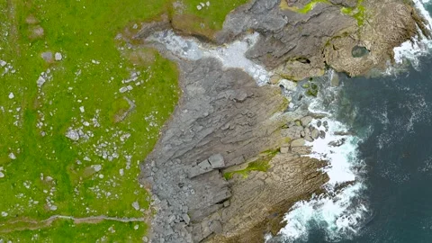 Spectacular top-down aerial view, the Burren region of County Clare, Ireland Stockbeeldmateriaal 244866793