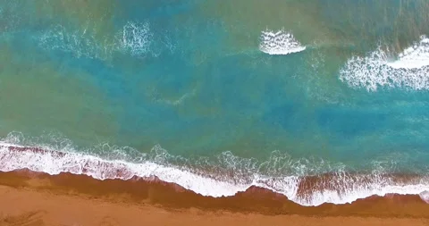 Spectacular Top Drone View of the Ocean and Sand Beach, 4k Resolution Stock Footage 149870219