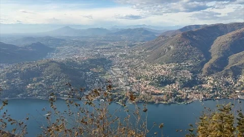 Spectacular view of Como on from the top of Volta's lighthouse monument 2 Stock Footage 267289205