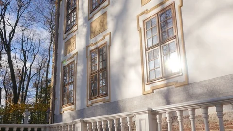 Spectacular view of old historically important building with wooden windows Video stock 112013611