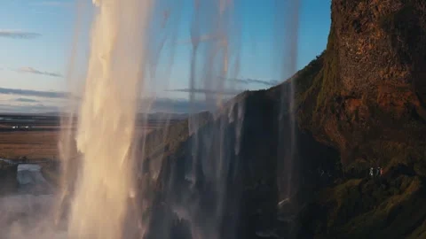 Spectacular waterfall at sunset. Stock Footage 255055826