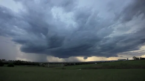 Spectacular Windsor Severe Storm and Rain Time Lapse with Bridge Stock Footage 40793476