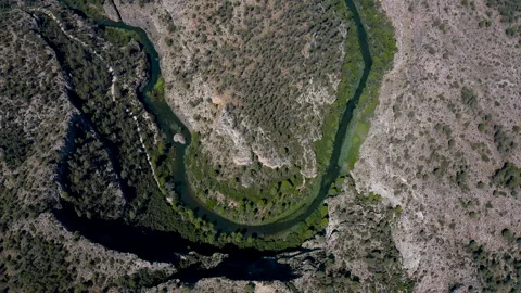 Spectaculars meanders of the River Cabriel, Spain. Stock Footage 282678692