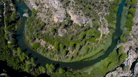 Spectaculars meanders of the River Cabriel, Spain. Stock Footage 282678786